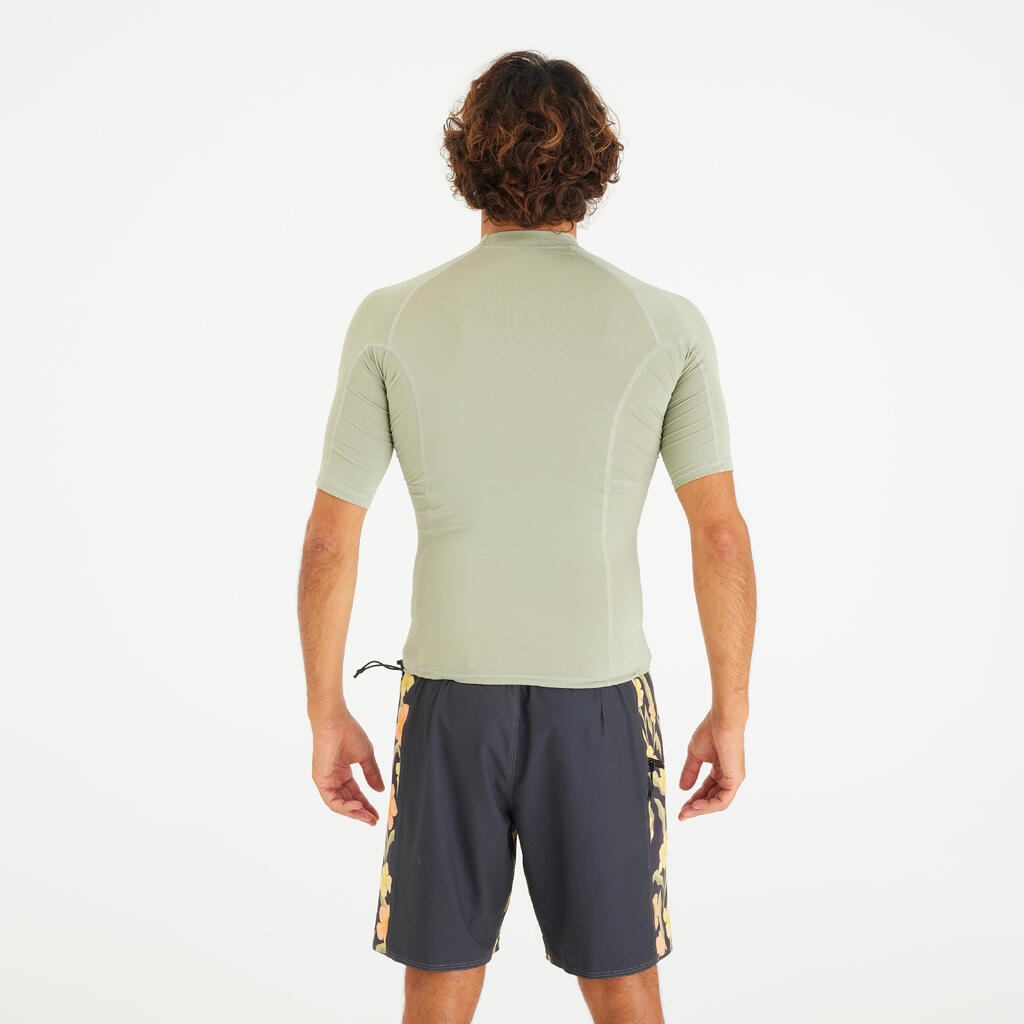 Tee shirt de surf manches courtes UPF50+ Homme - 500 kaki
