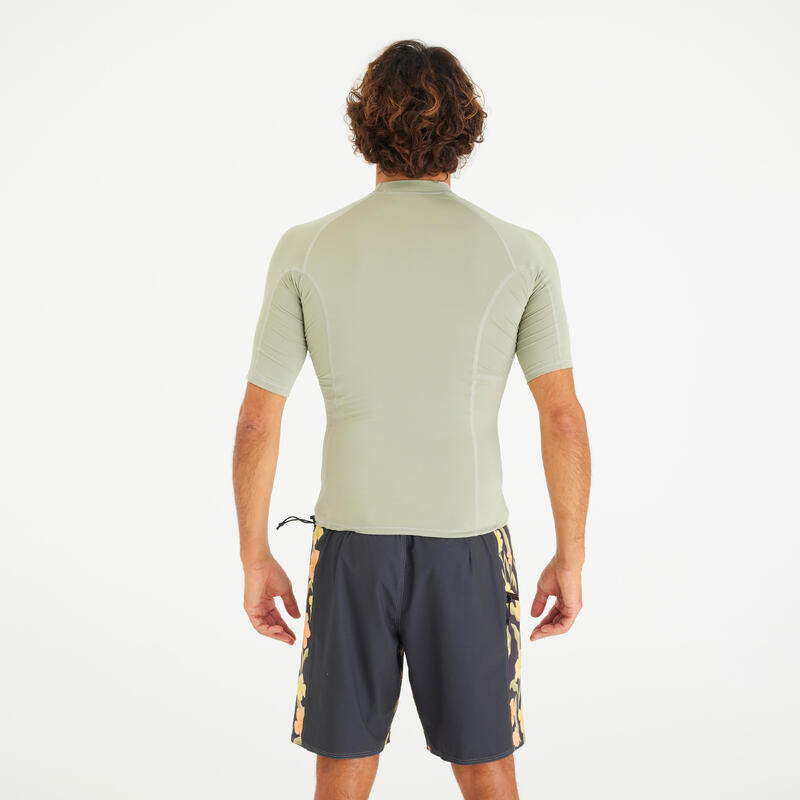 Tee shirt de surf manches courtes UPF50+ Homme - 500 kaki