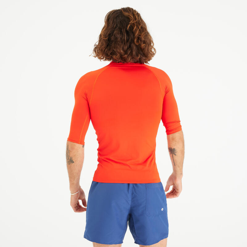 Uv-werende rashguard met korte mouwen voor surfen heren 100 rood