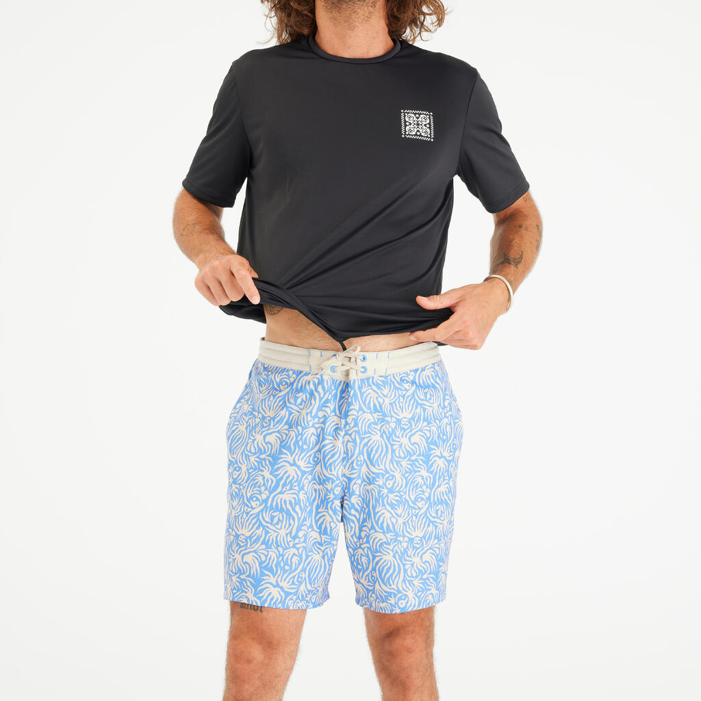 Playera de surf con UPF 50+ de manga corta negra para hombre Blackflower