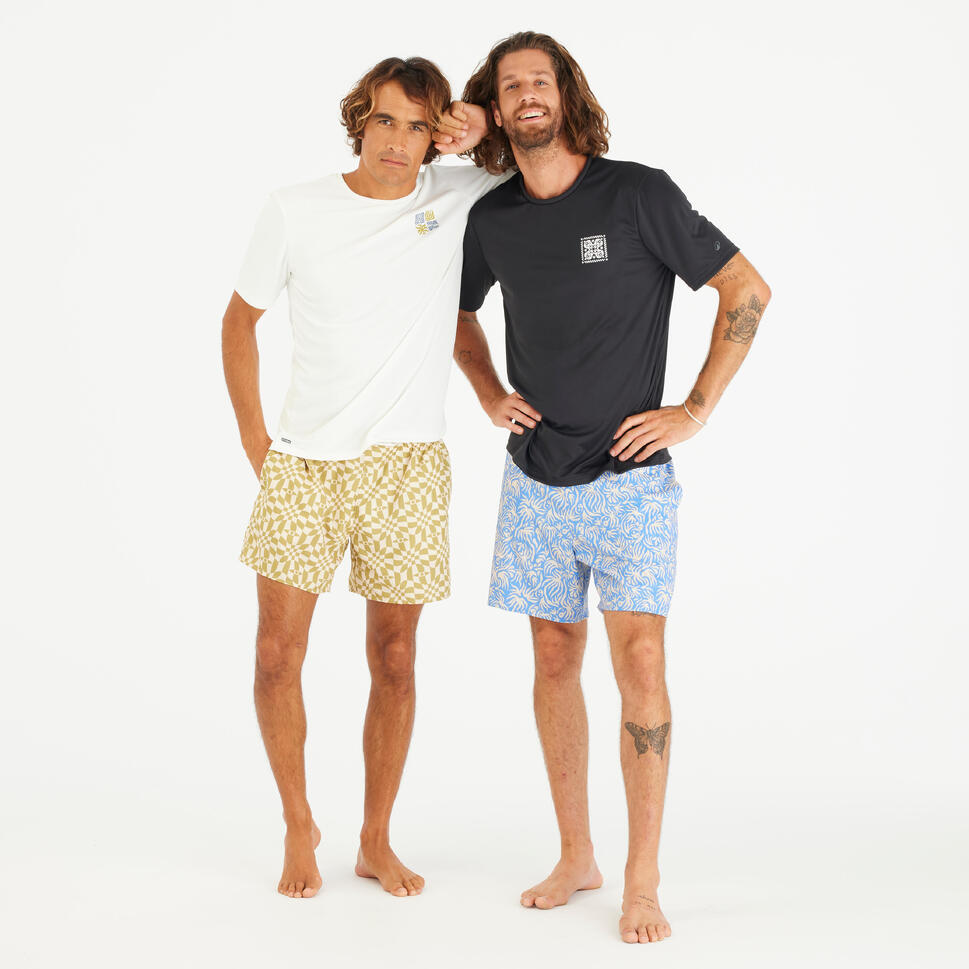 Koszulka UV surfingowa męska Olaian Blackflower UPF50+ krótki rękaw