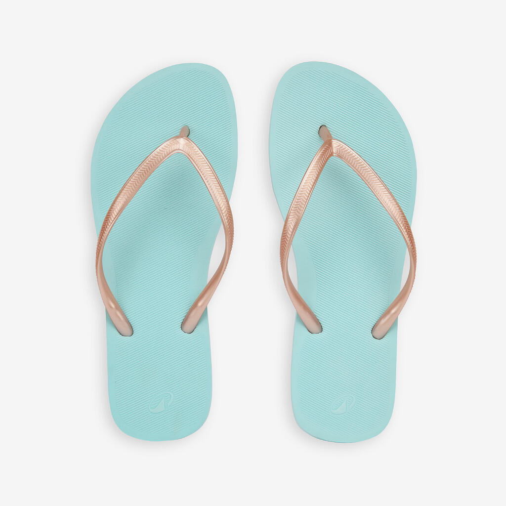 Women’s flip-flops - 500 Gold peach beige orange