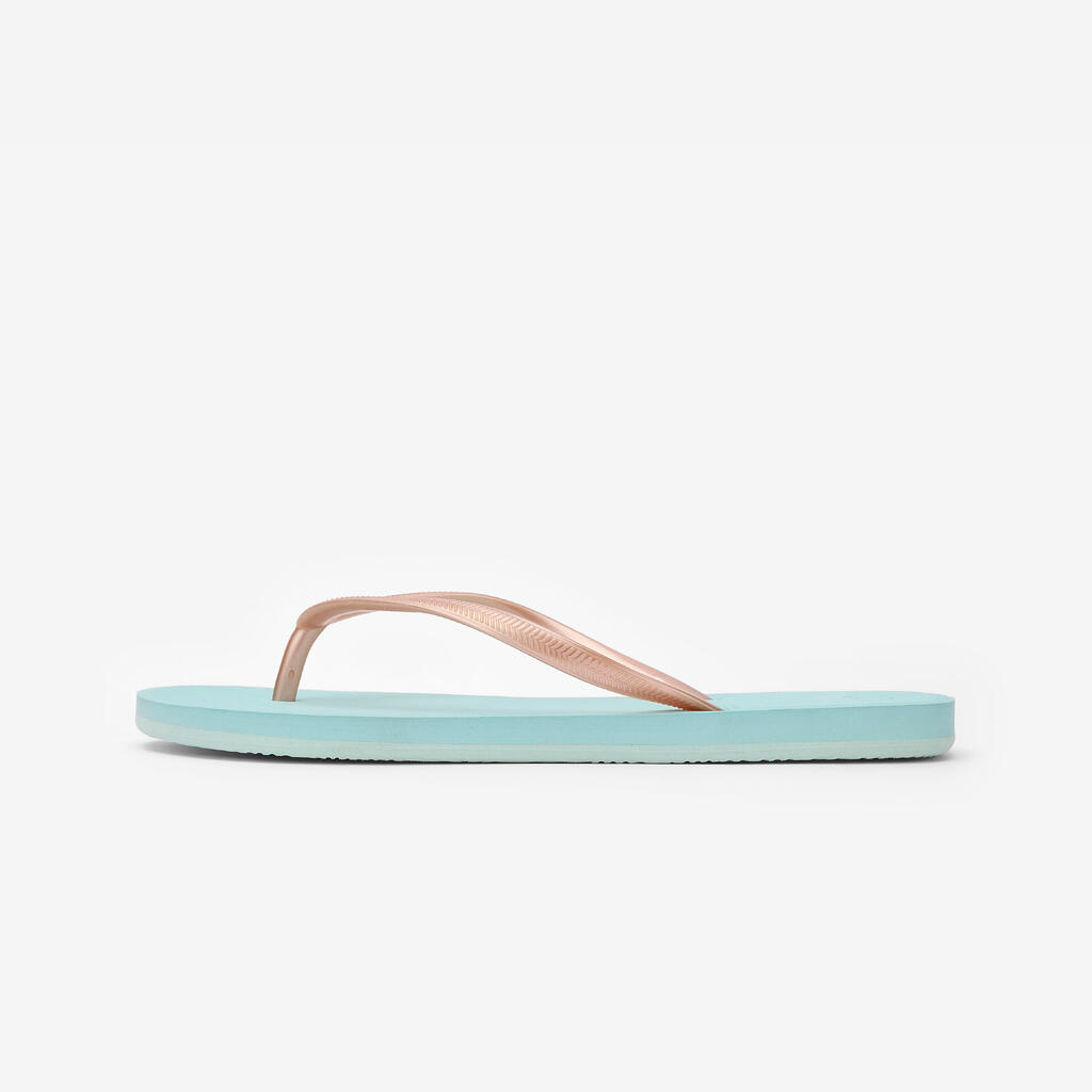 Women’s flip-flops - 500 Gold peach beige orange