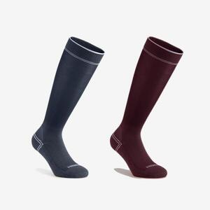 Calcetines Equitación Adulto Burdeos-Azul Extrafinos x2