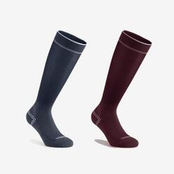 Calcetines Equitación Adulto Burdeos Azul Extrafinos x2