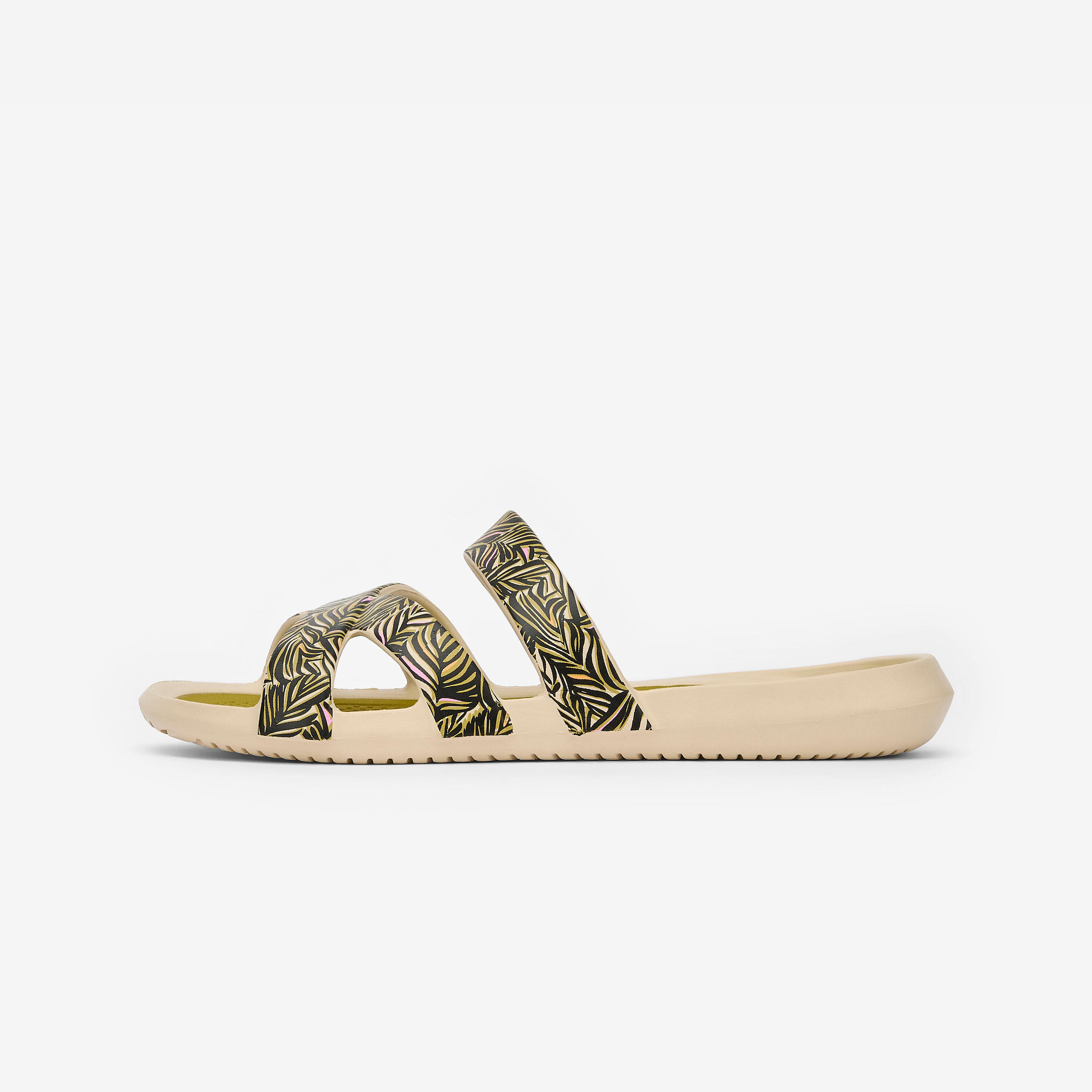 Badslippers voor dames Slap 500 beige/goud/olijf 2/4