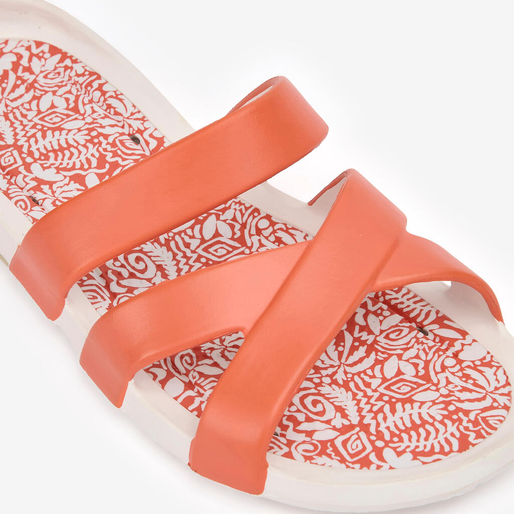 Claquettes piscine Femme - Slap 500 blanc orange