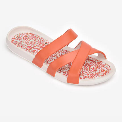 Claquettes piscine Femme - Slap 500 blanc orange