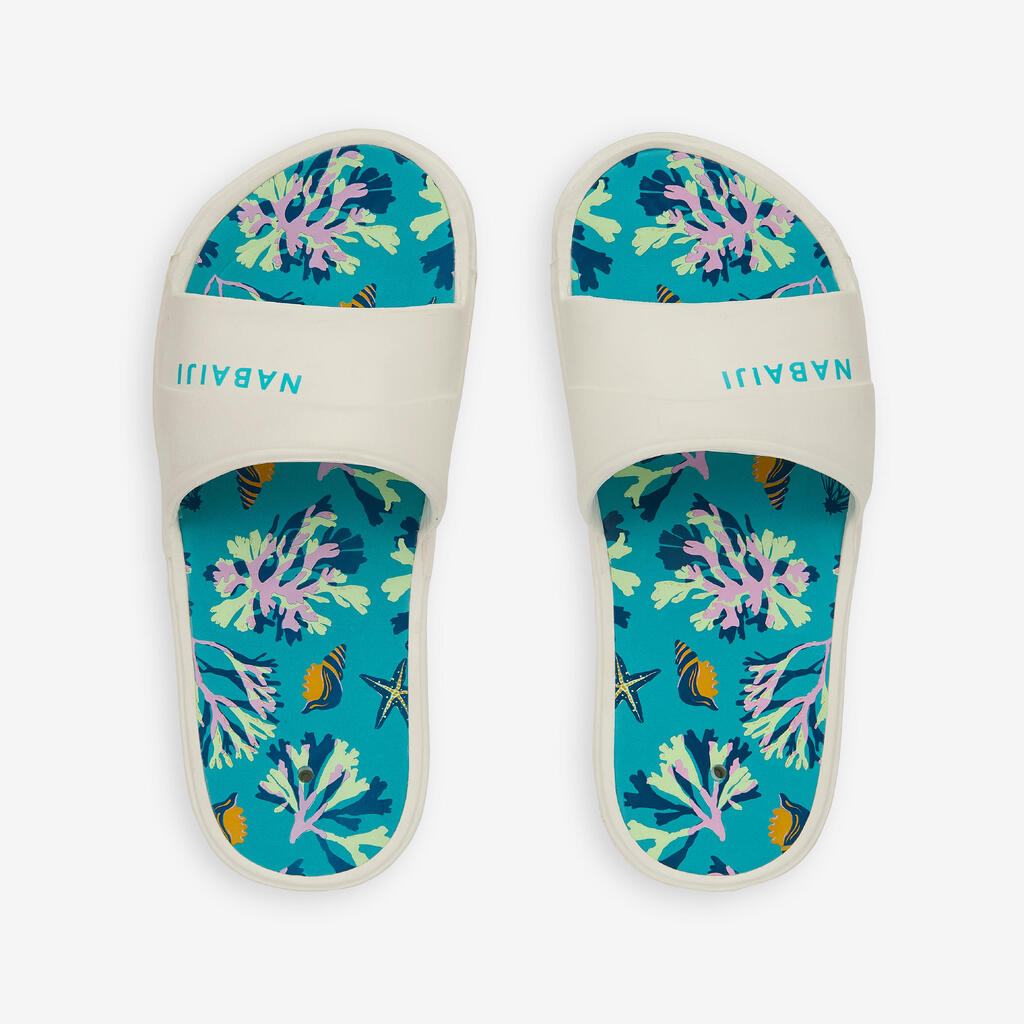 Claquettes piscine Enfant - Slap 500 imprimés pupu turquoise