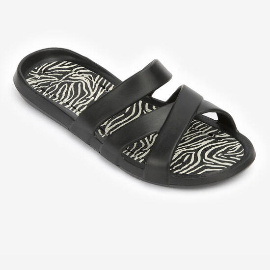 Chanclas Piscina Slap 500 Mujer Beis-Oro-Oliva