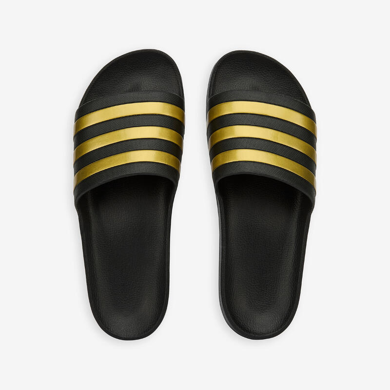 Sandale claquette ADILETTE AQUA noire or