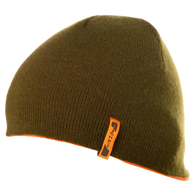 Gorro Caza Solognac 300 Adulto Reversible Verde Naranja Fluo Alta Visibilidad