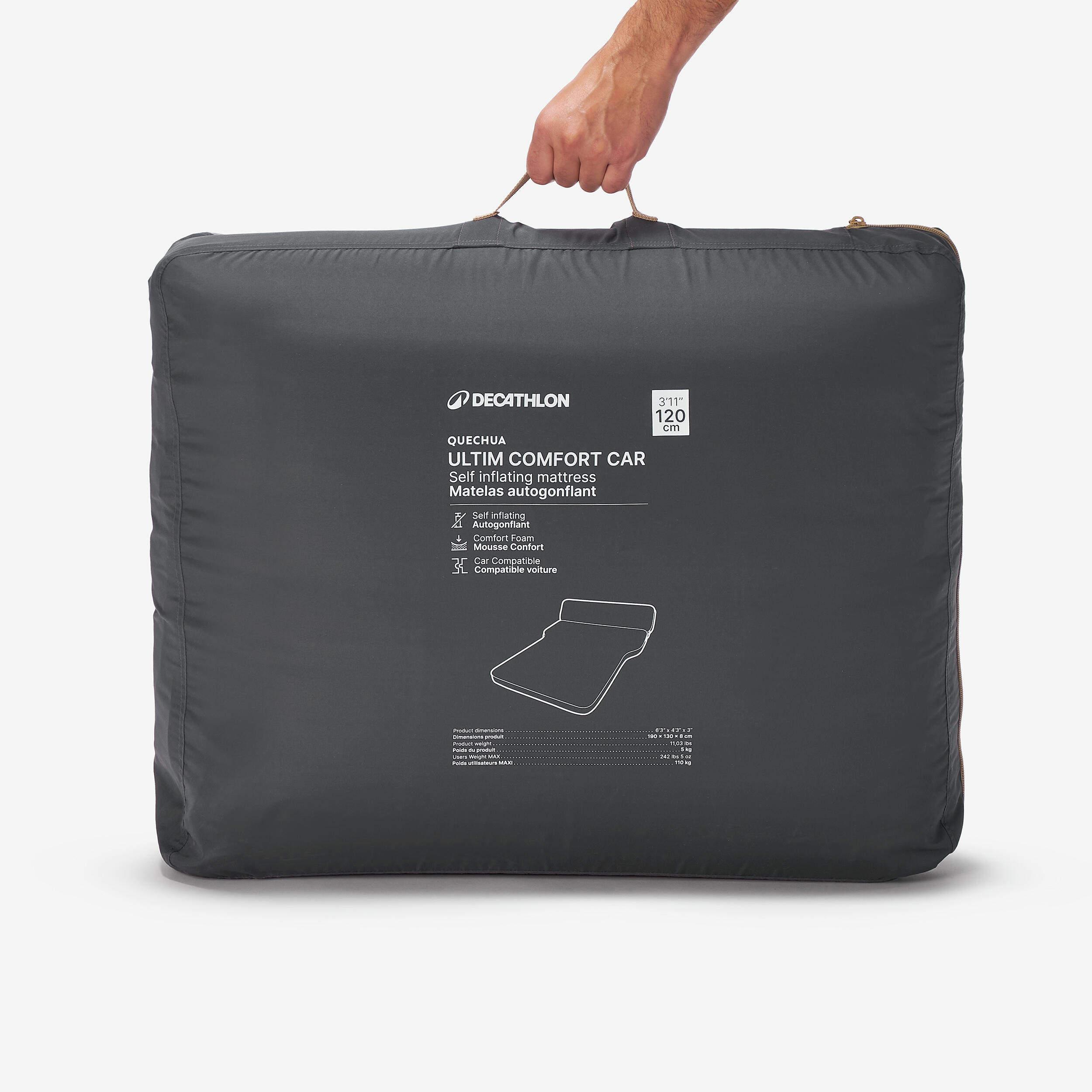 2-Person Self-Inflating Car Mattress, Ultim Comfort 132 x 190 cm - QUECHUA