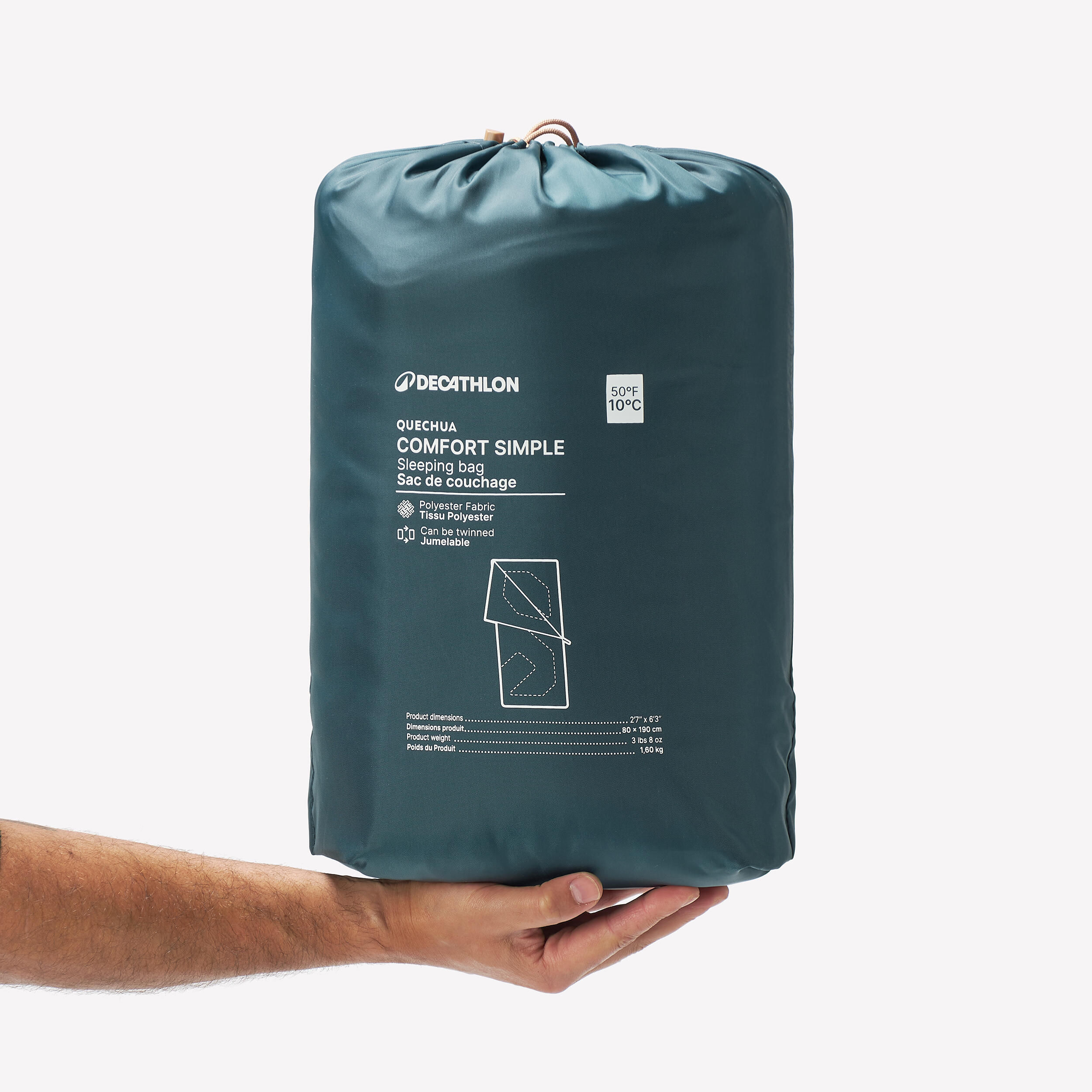 Camping sleeping bag 10°C, Comfort - Blue