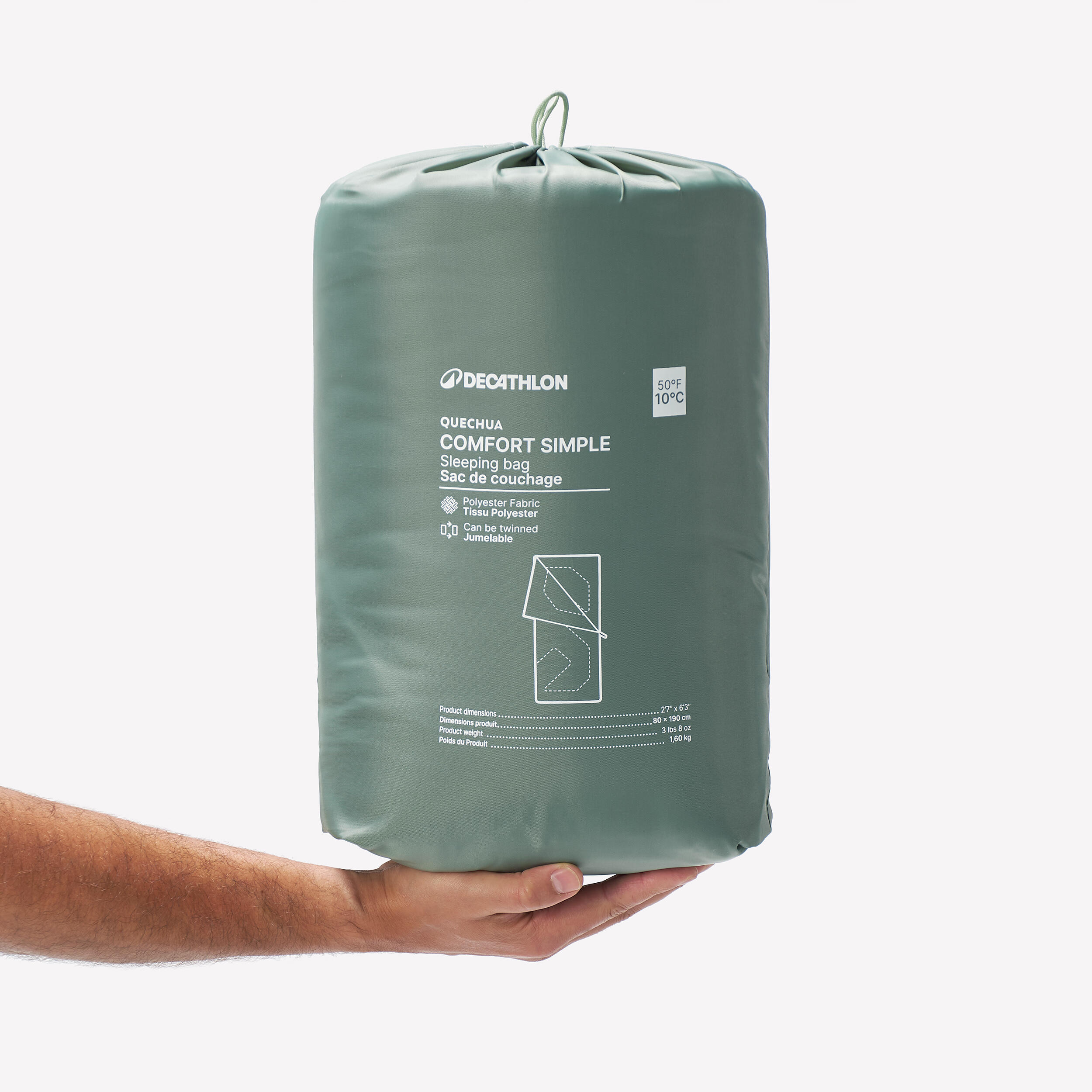 Camping sleeping bag 10°C, Comfort - Green