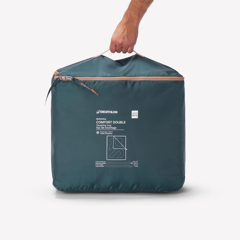 Sac de dormit de camping 10°C, 2 persoane, Comfort