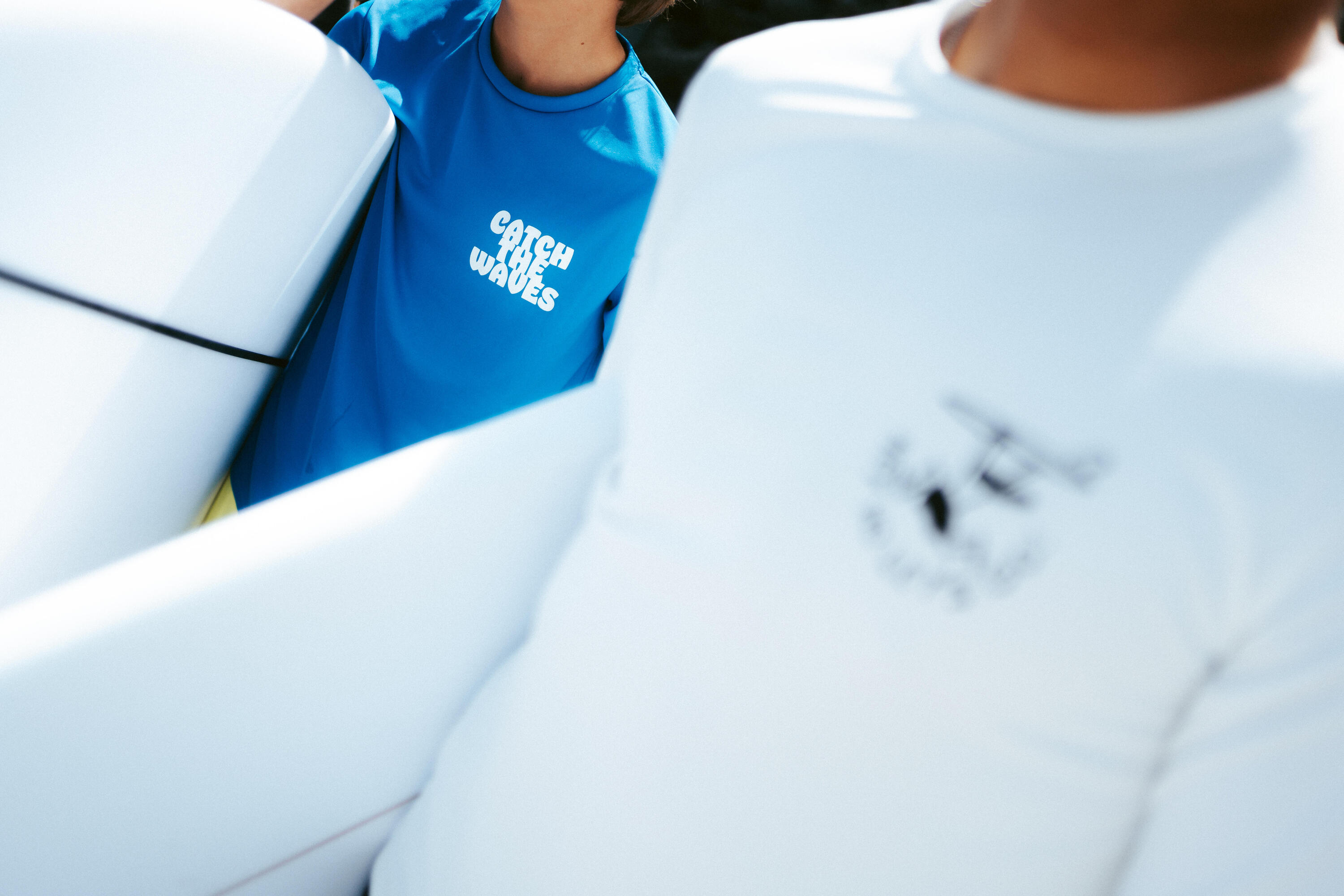 T-shirt anti UV manches courtes surf Junior - 100 Wax bleu 9/15