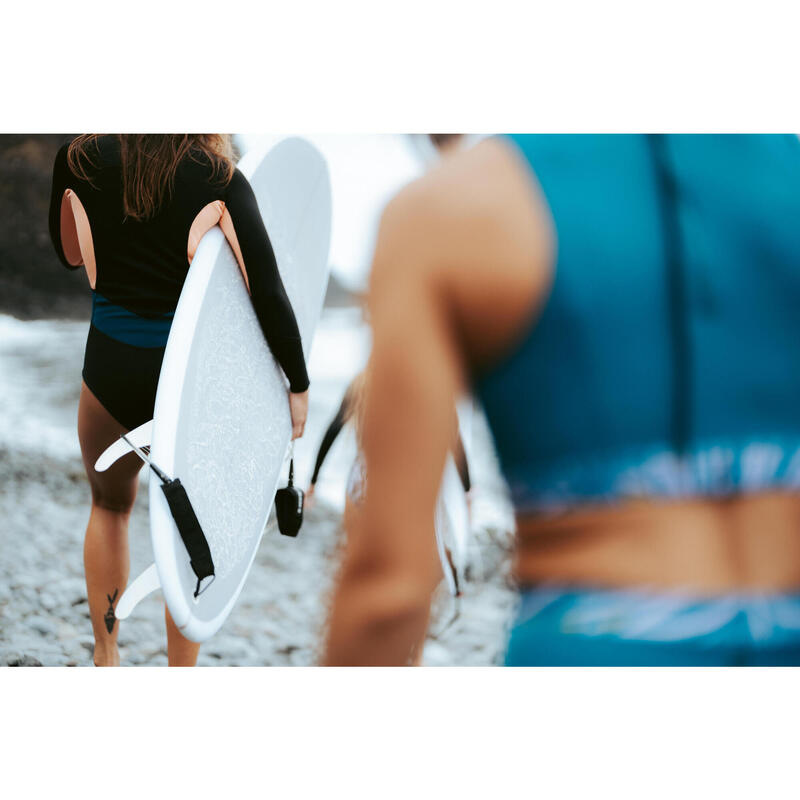 Shorty culotte surf 500 1,5mm front zip manches longues Femme - Noir et Bico