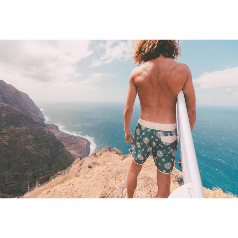 Boardshort lung surf 500 18" Hyperdrama Granit verde Bărbați