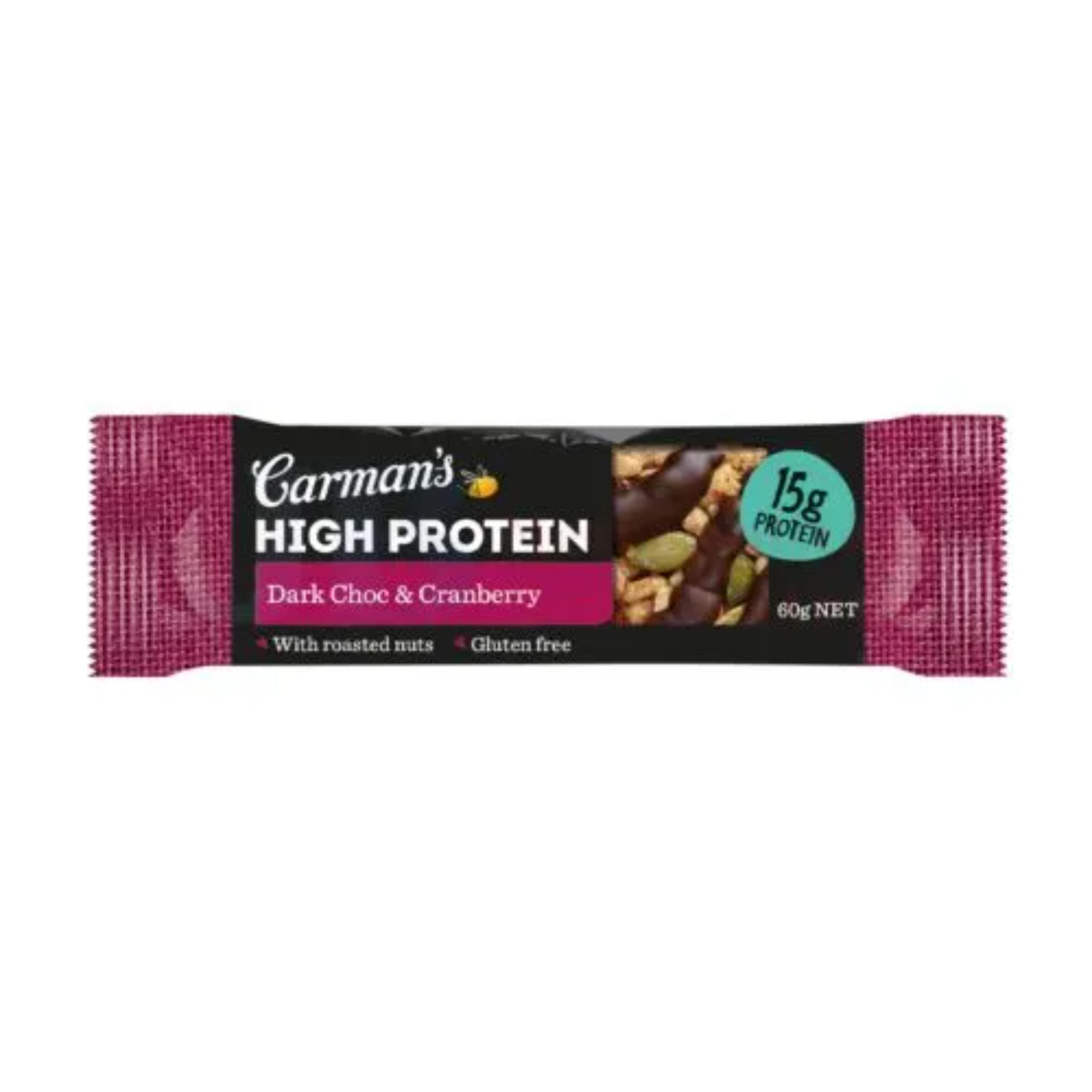 Carman's High Protein Bar Dark Choc & Cranberry