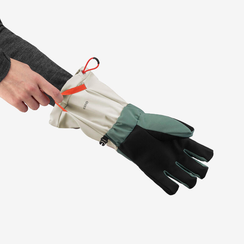 Gants de ski chauds enfant 6-14 ans, SKI500 LONG vert
