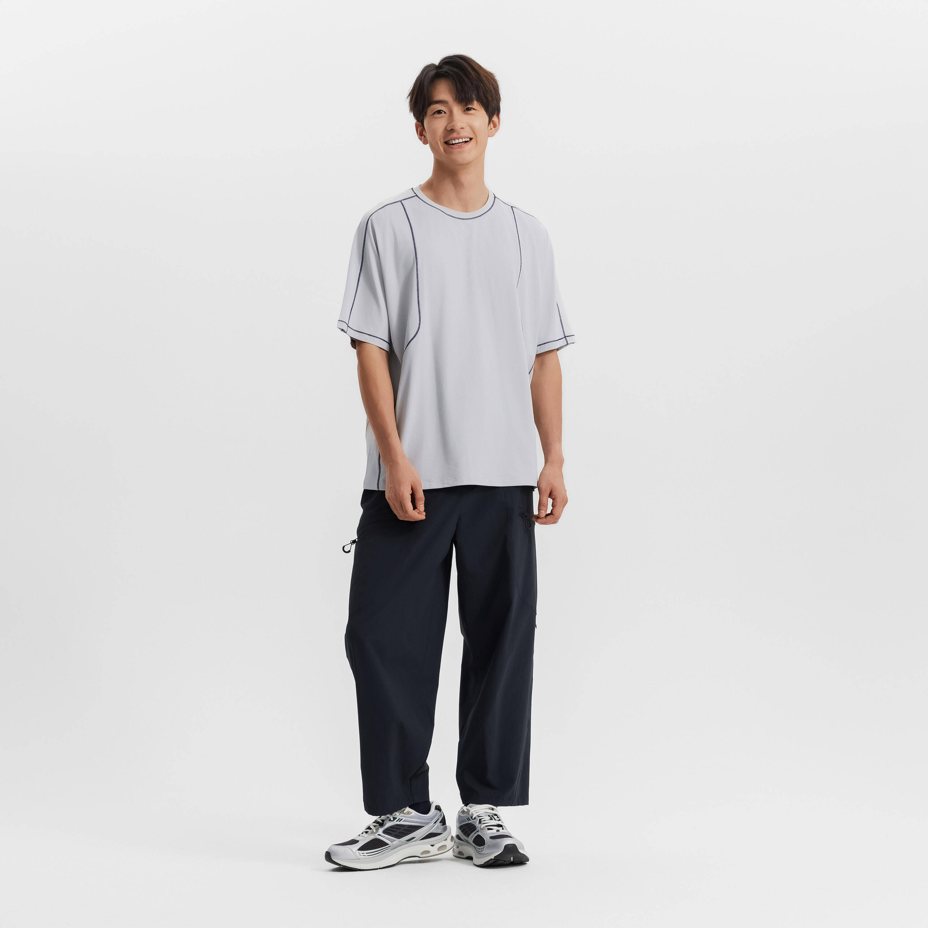 Sportswear men zipper tapered pants-asphalt blue -  4