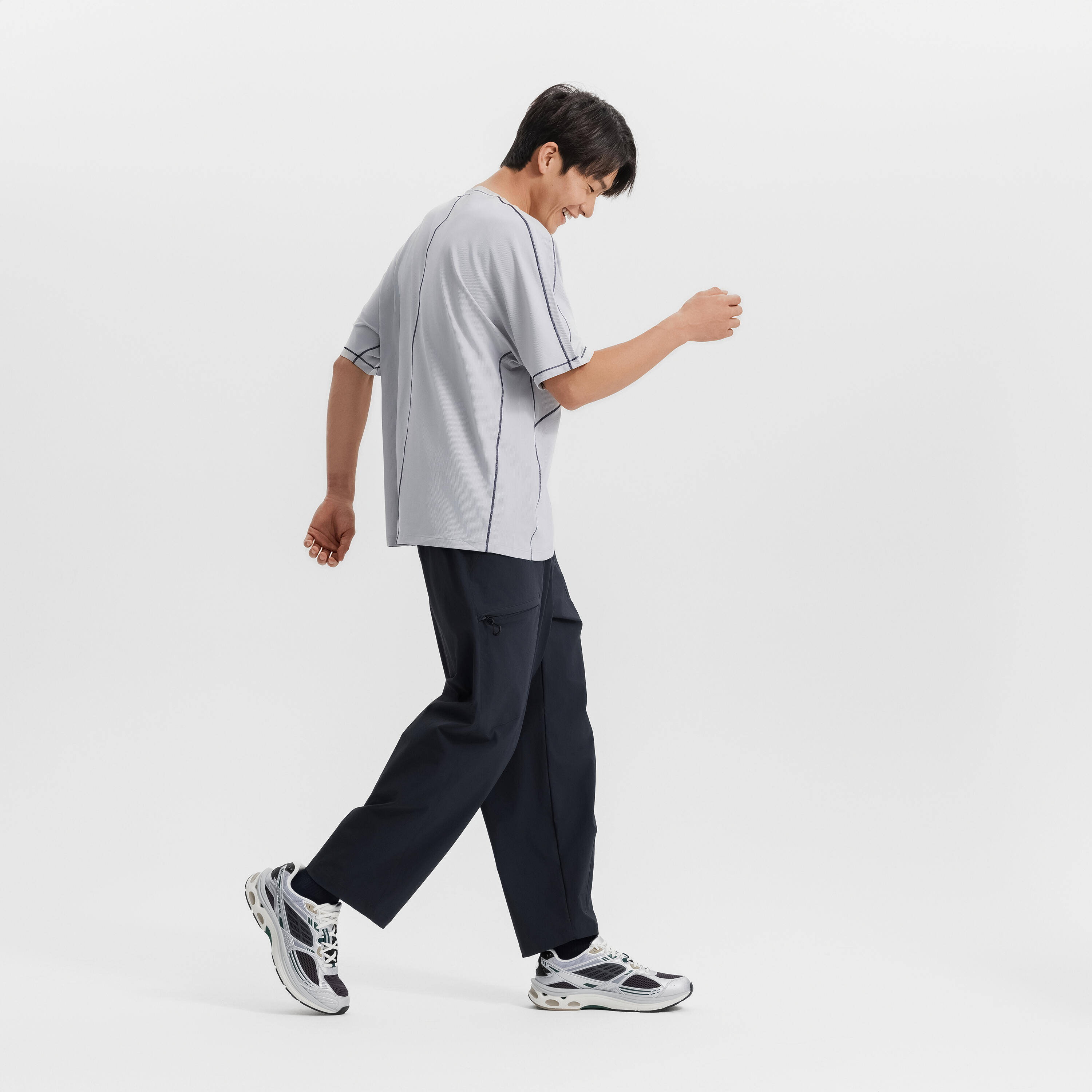 Sportswear men zipper tapered pants-asphalt blue -  5