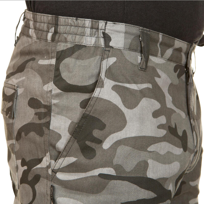 PANTALON CARGO RESISTANT STEPPE 300 CAMOUFLAGE WOODLAND NOIR