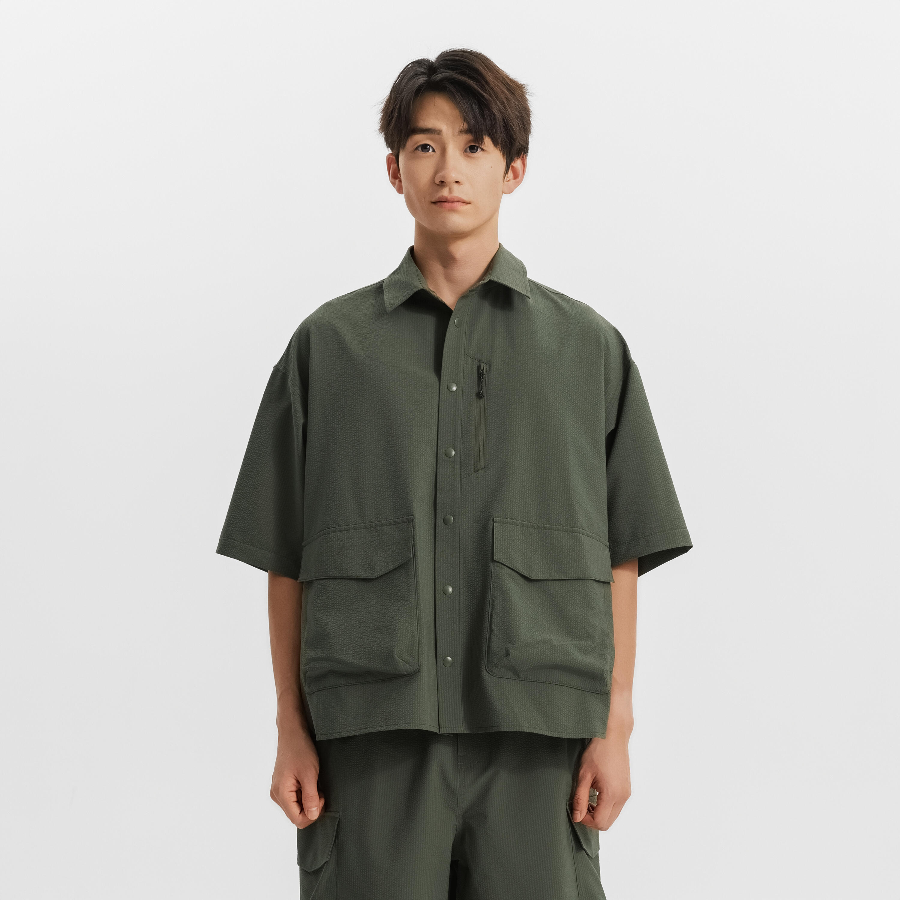 SPORTSWEAR MEN UV-PROTECTION SEERSUCKER SHORT-SLEEVE SHIRT