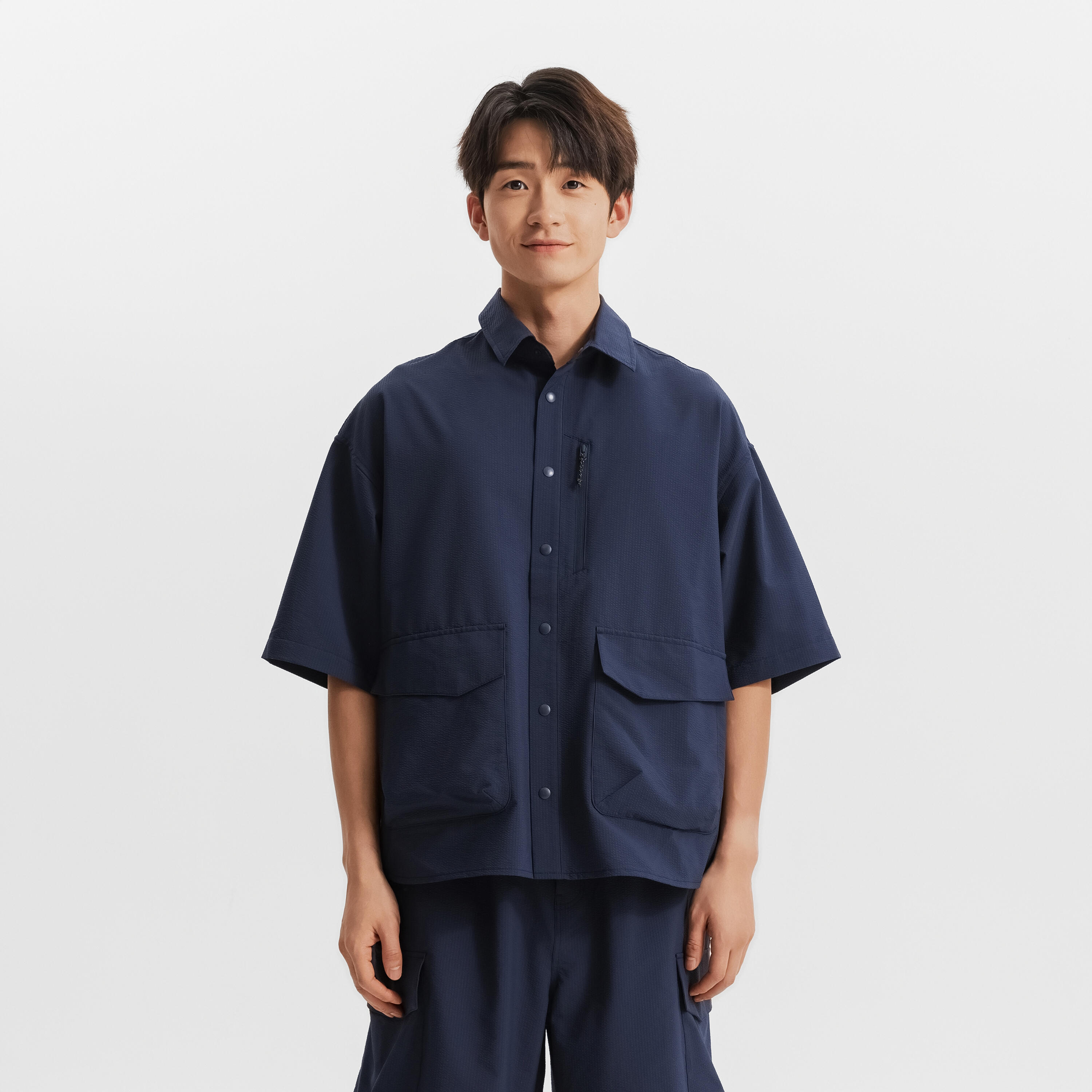【BAON】[unisex] Melter Summer Nylon Hood Short Sleeve Shirt Brandon Basic linen short sleeve shirt Black | Mexx.com