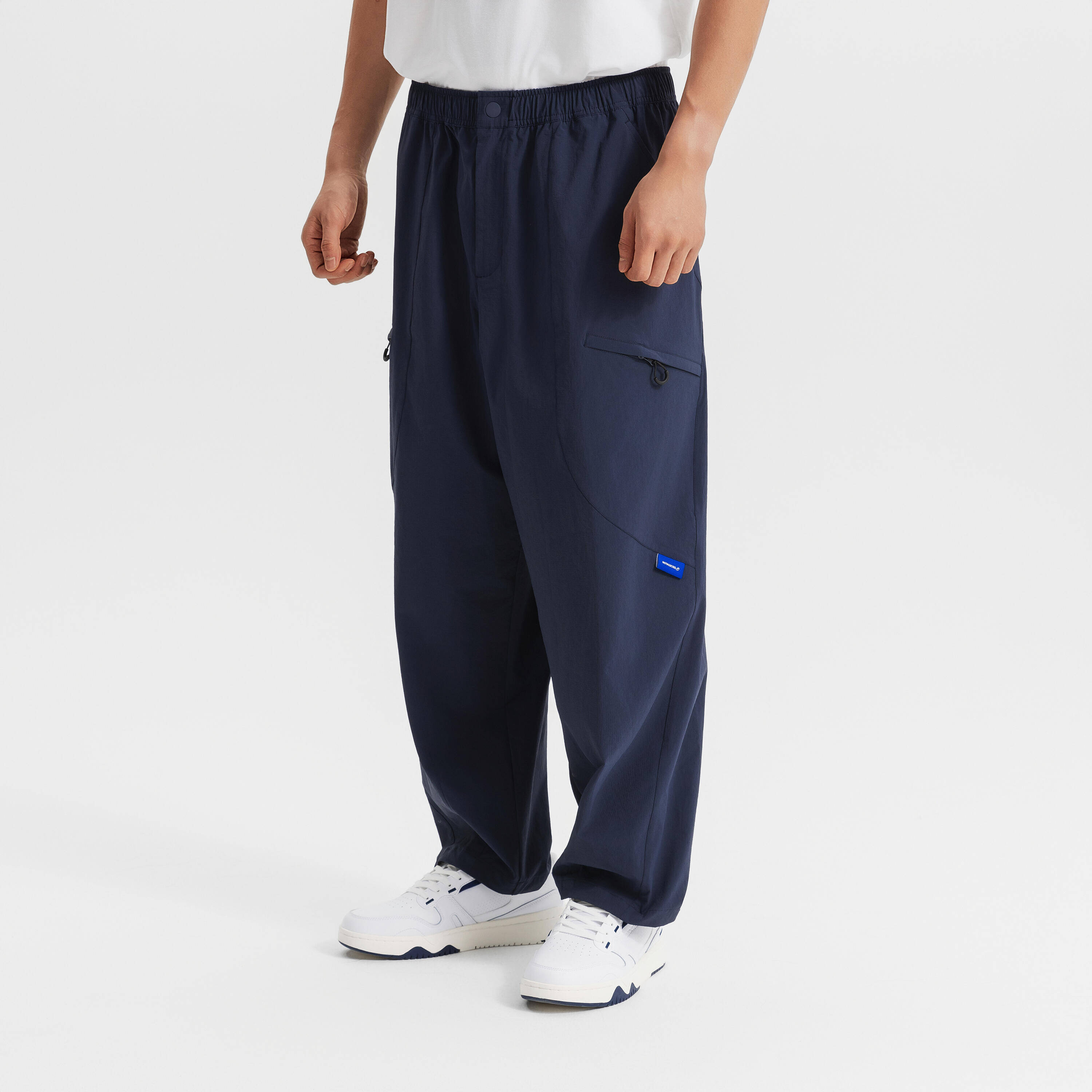Sportswear men zipper tapered pants-asphalt blue -  2