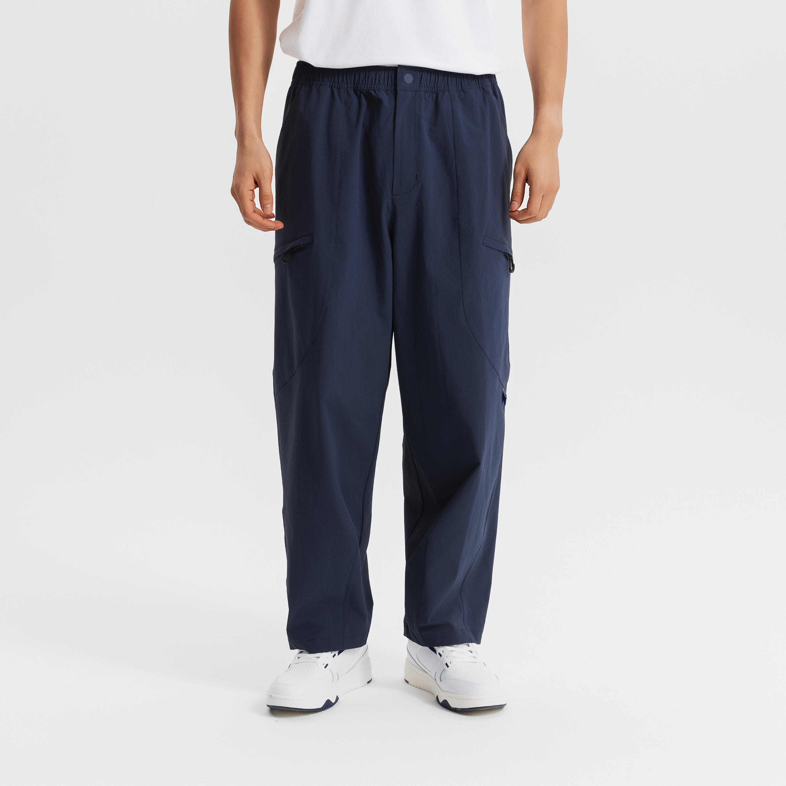 Sportswear men zipper tapered pants-asphalt blue image