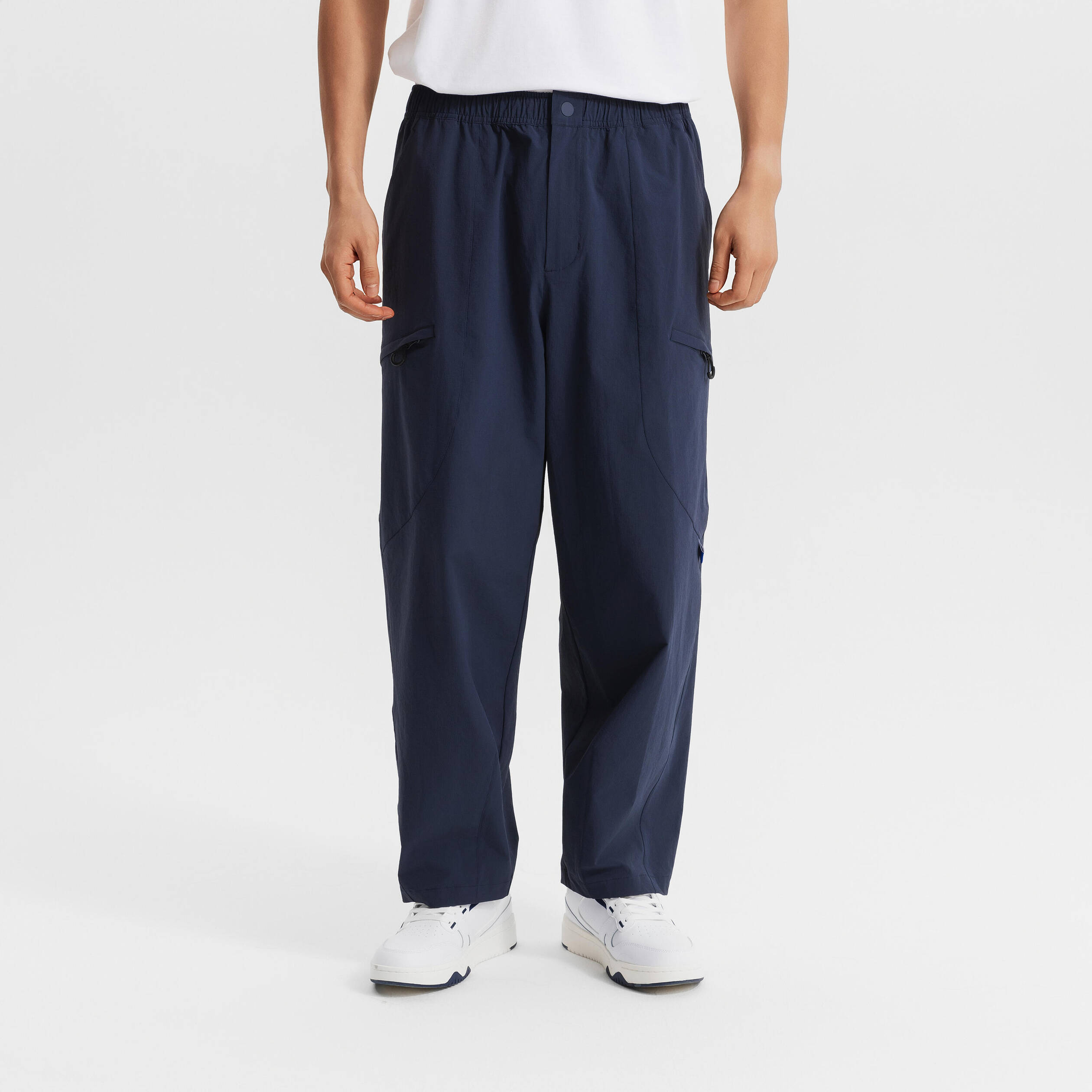 Sportswear men zipper tapered pants-asphalt blue