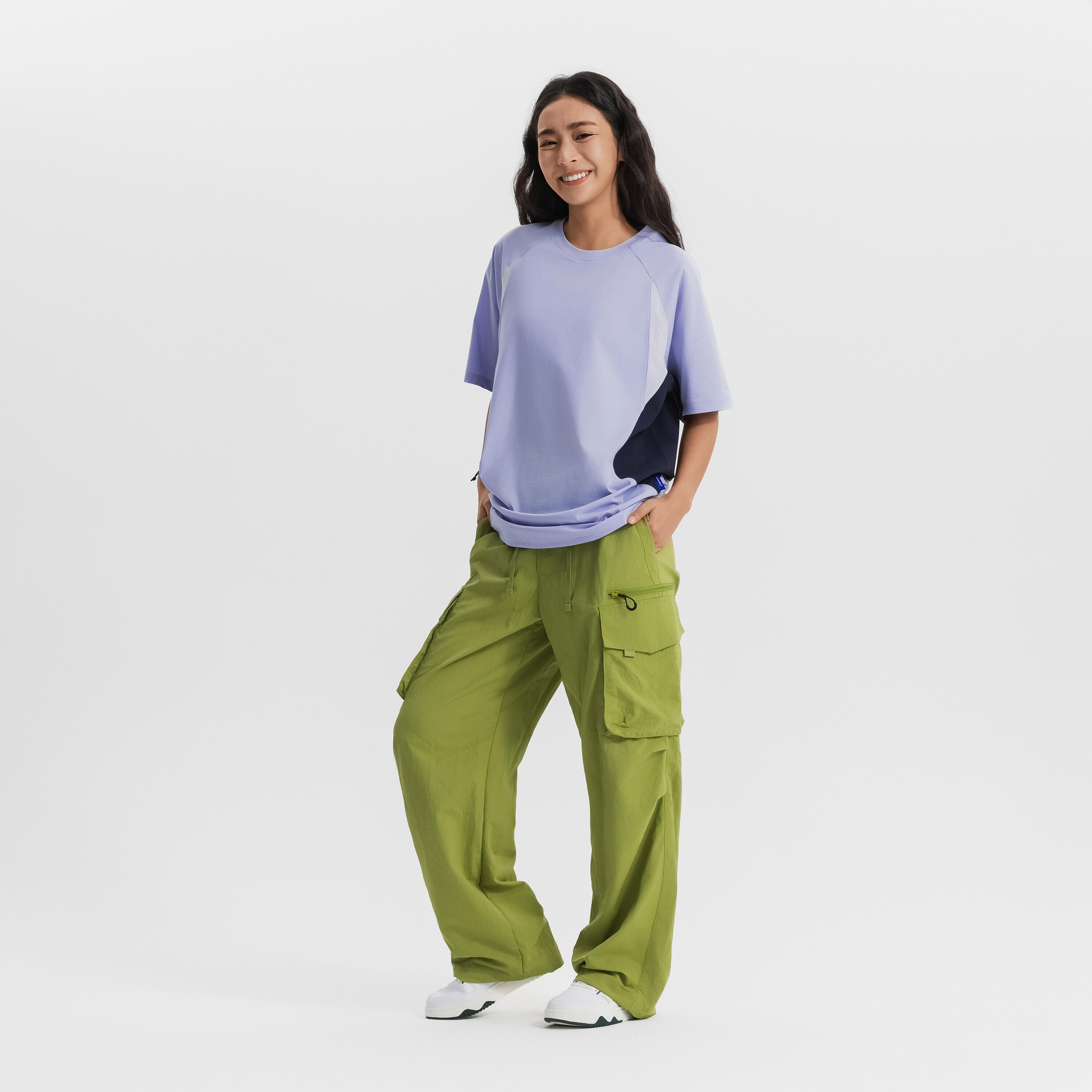 Sportswear oversize cargo pants-olive green