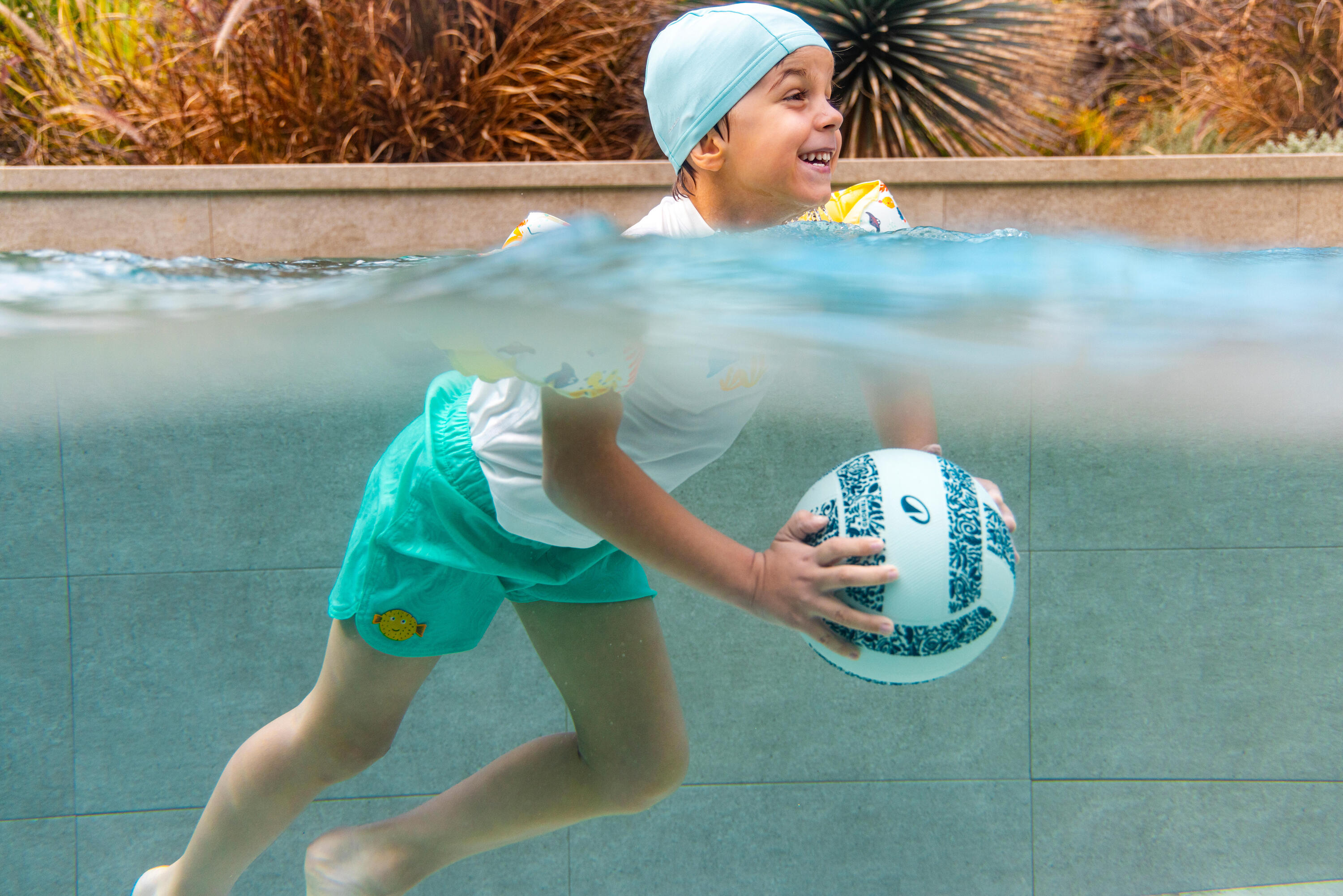 Casque de bain tissu bébé - Manta menthe 5/7