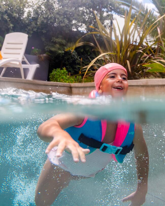 GILET DE NATATION SWIMVEST+ 15-25 KG BLEU-ROSE