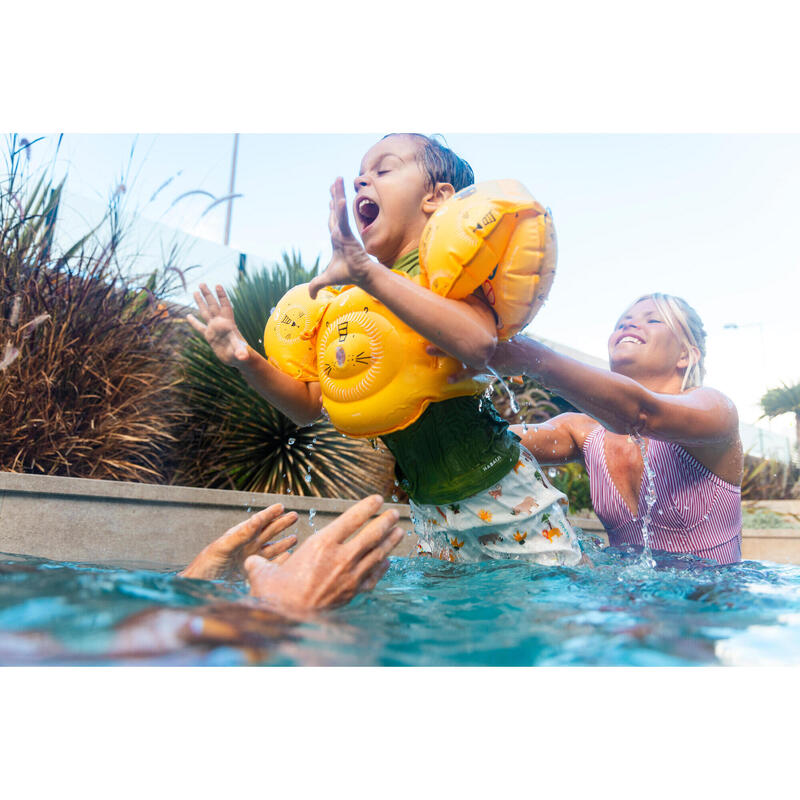 Brassards ceinture évolutifs de piscine Enfant - Tiswim lion jaune