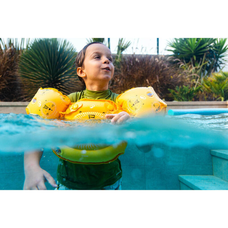 Brassards ceinture évolutifs de piscine Enfant - Tiswim lion jaune