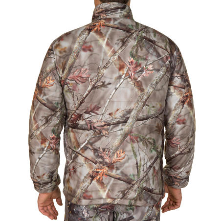DOUDOUNE CHASSE SILENCIEUSE CHAUDE 500 CAMOUFLAGE FORET