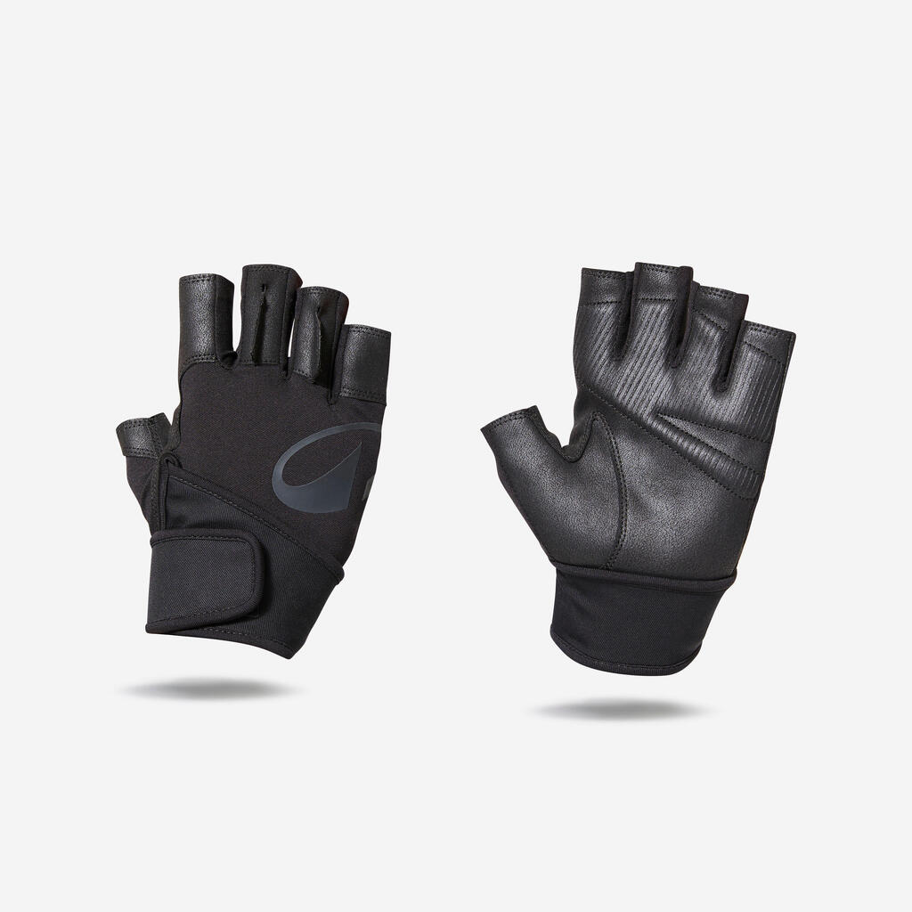 Gants de musculation support poignets et adhérence, noir