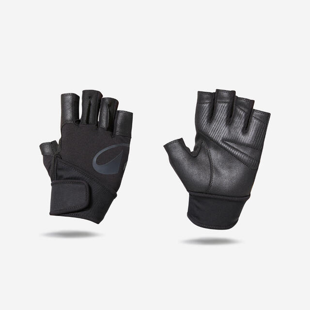 Handschuhe Krafttraining Grip stützend - schwarz