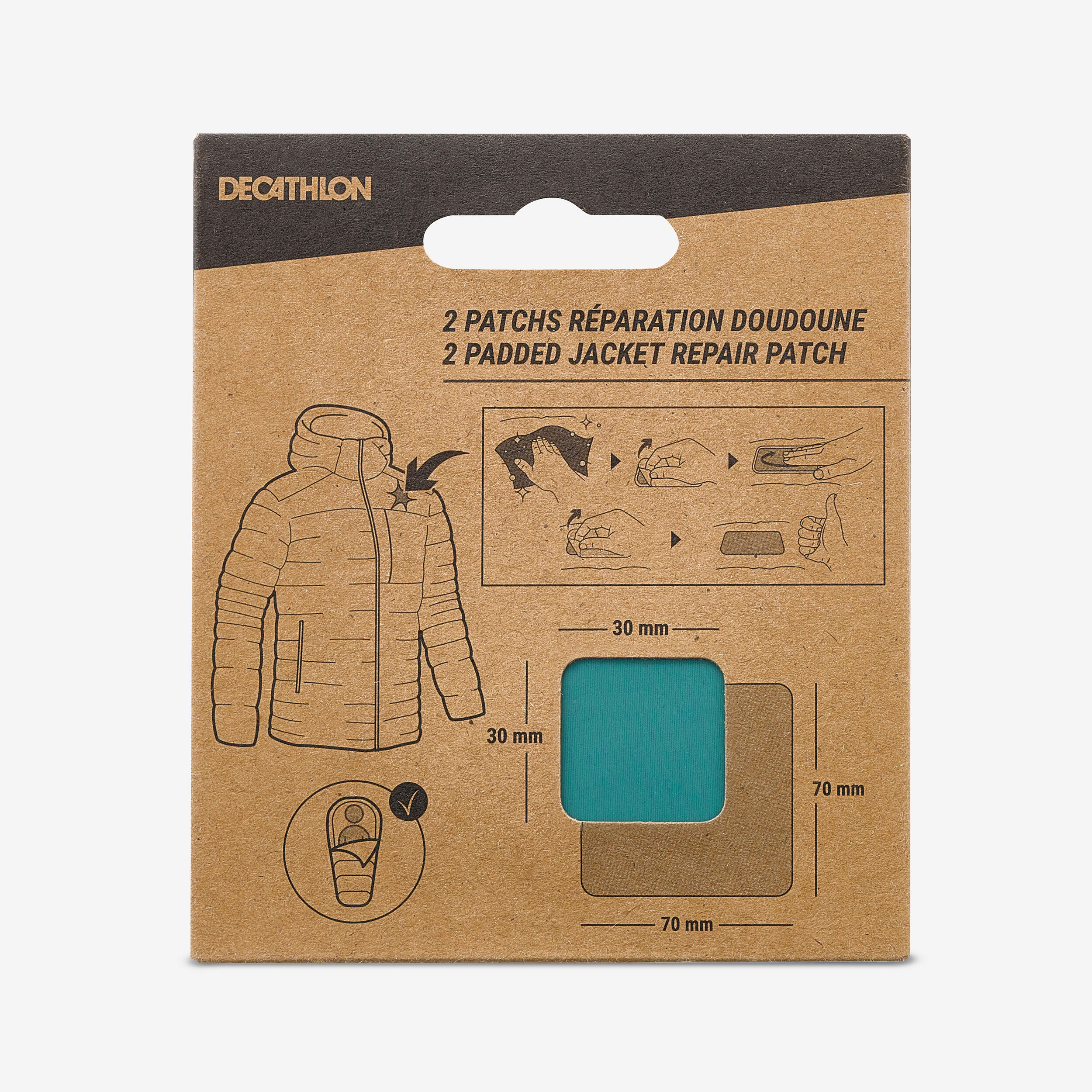 Adesivo de reparação para casacos acolchoados e sacos-cama