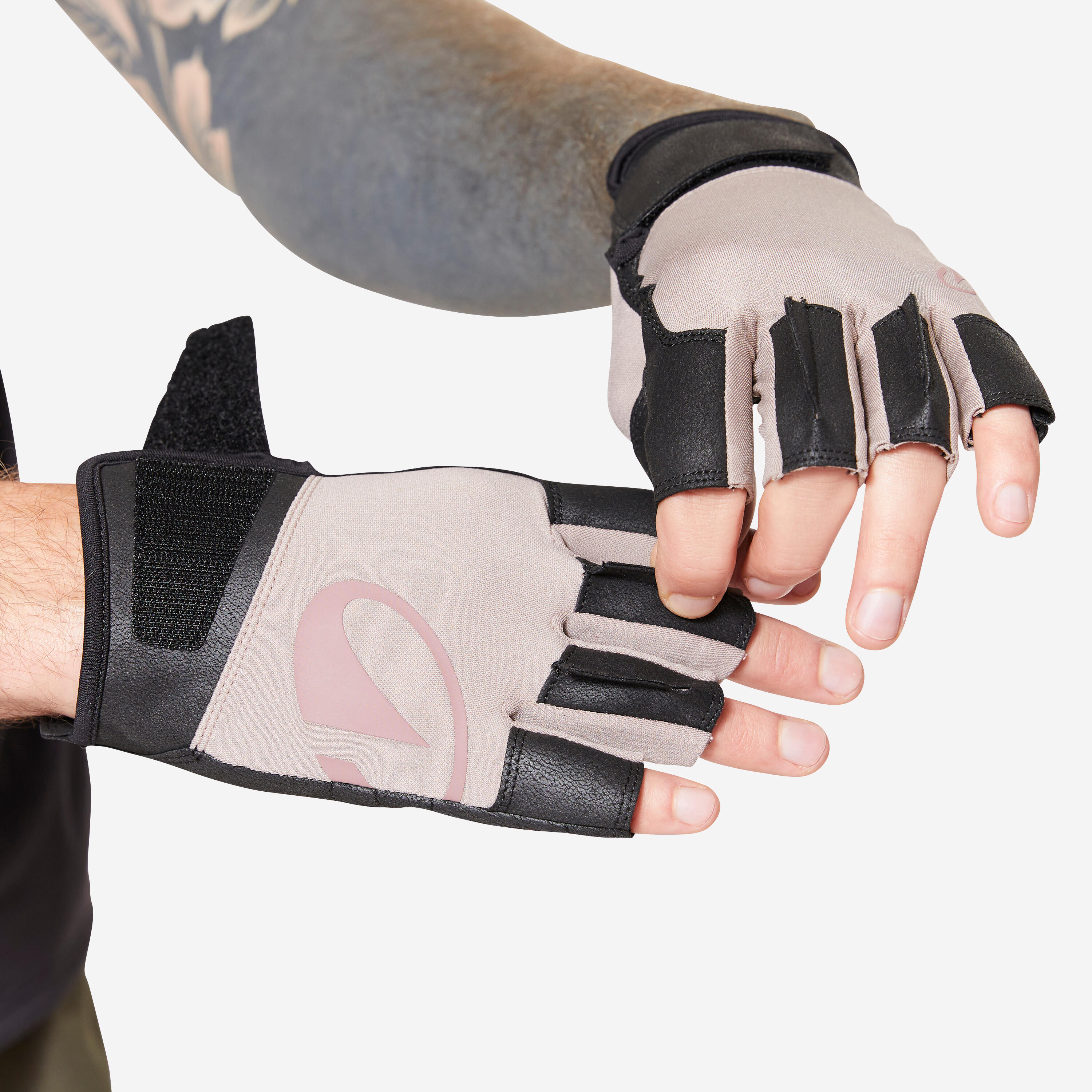 Gants de musculation résistants, marron 3/4