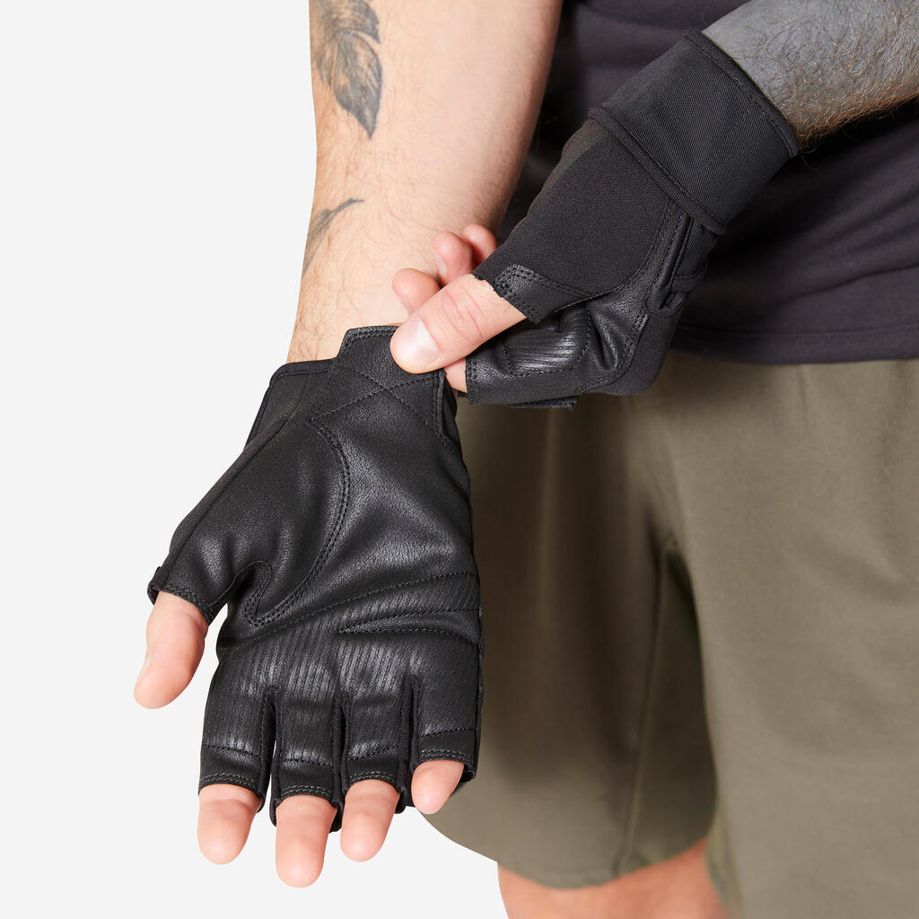 Gants de musculation support poignets et adhérence, noir
