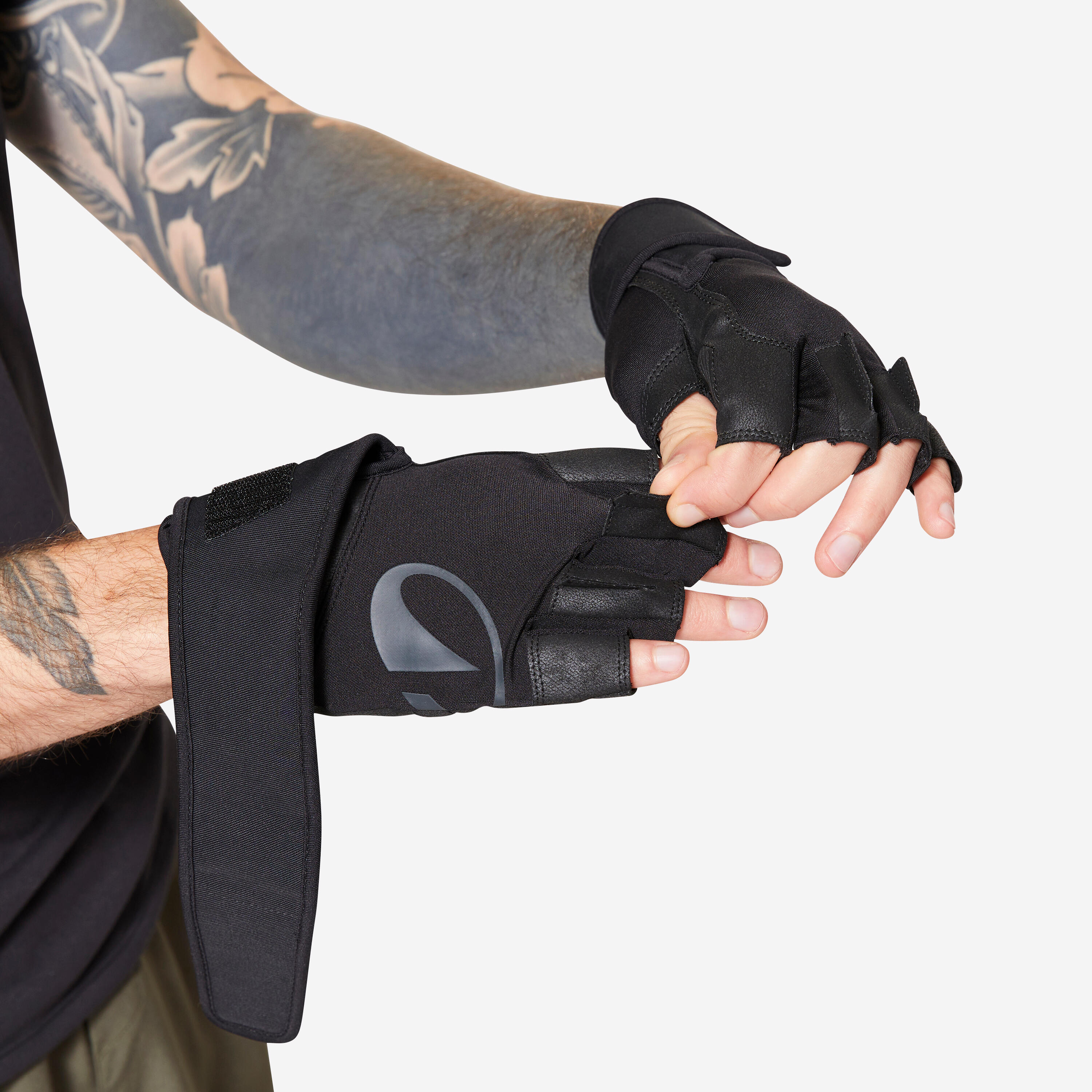 Weight Training Gloves Wrist Support and Grip - Black