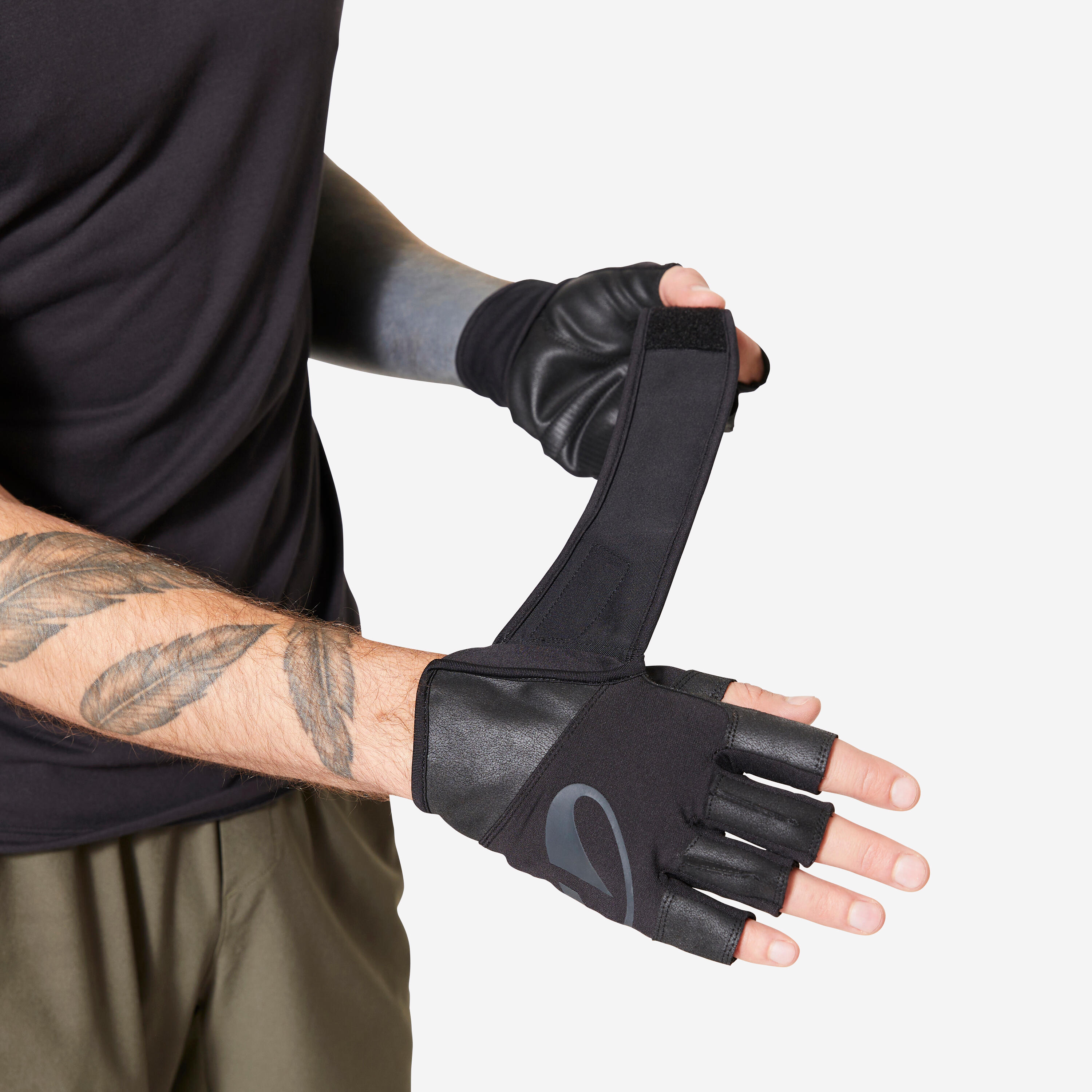 Weight Training Gloves Wrist Support and Grip - Black