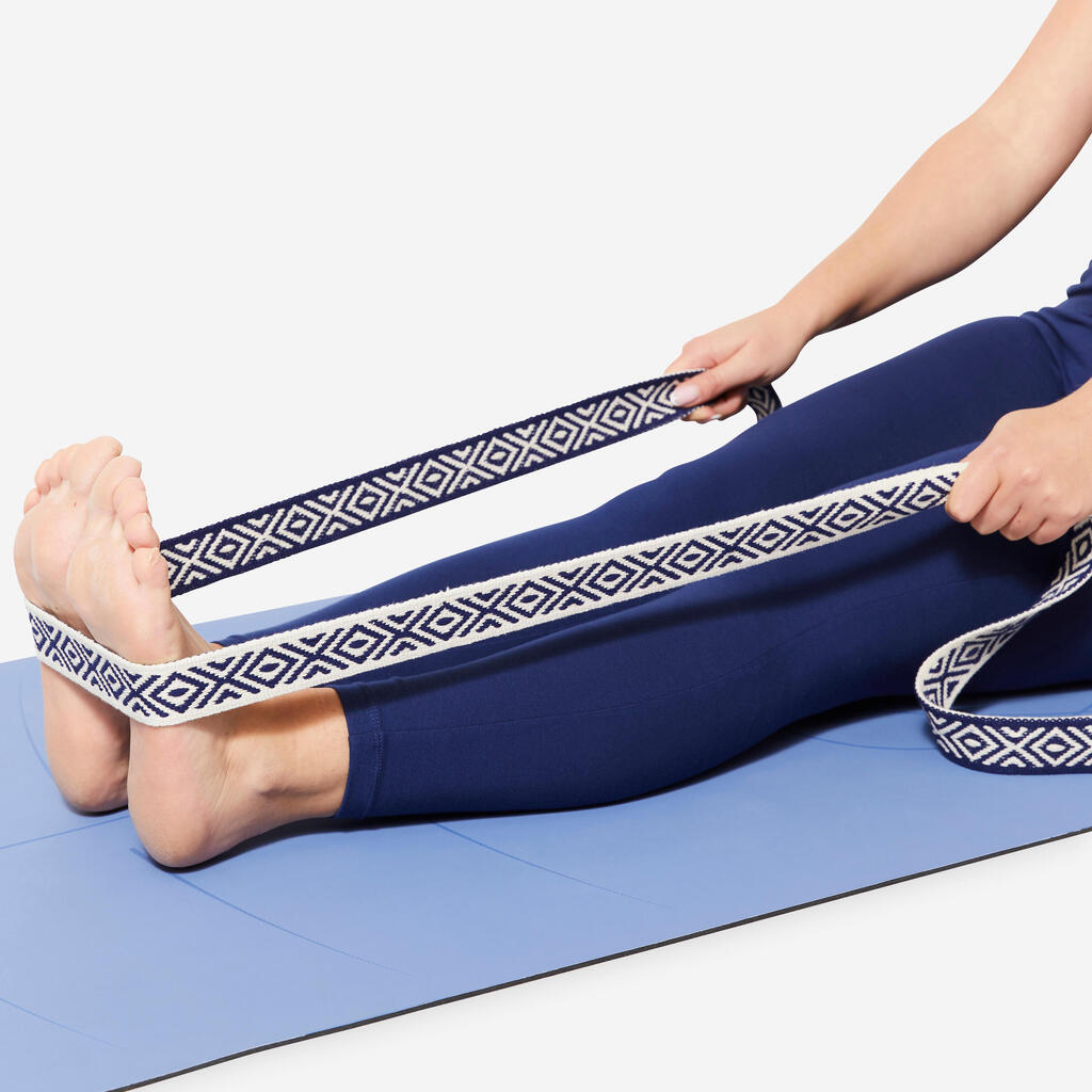 Sangle de yoga 3 mètres, imprimé bleu et grege