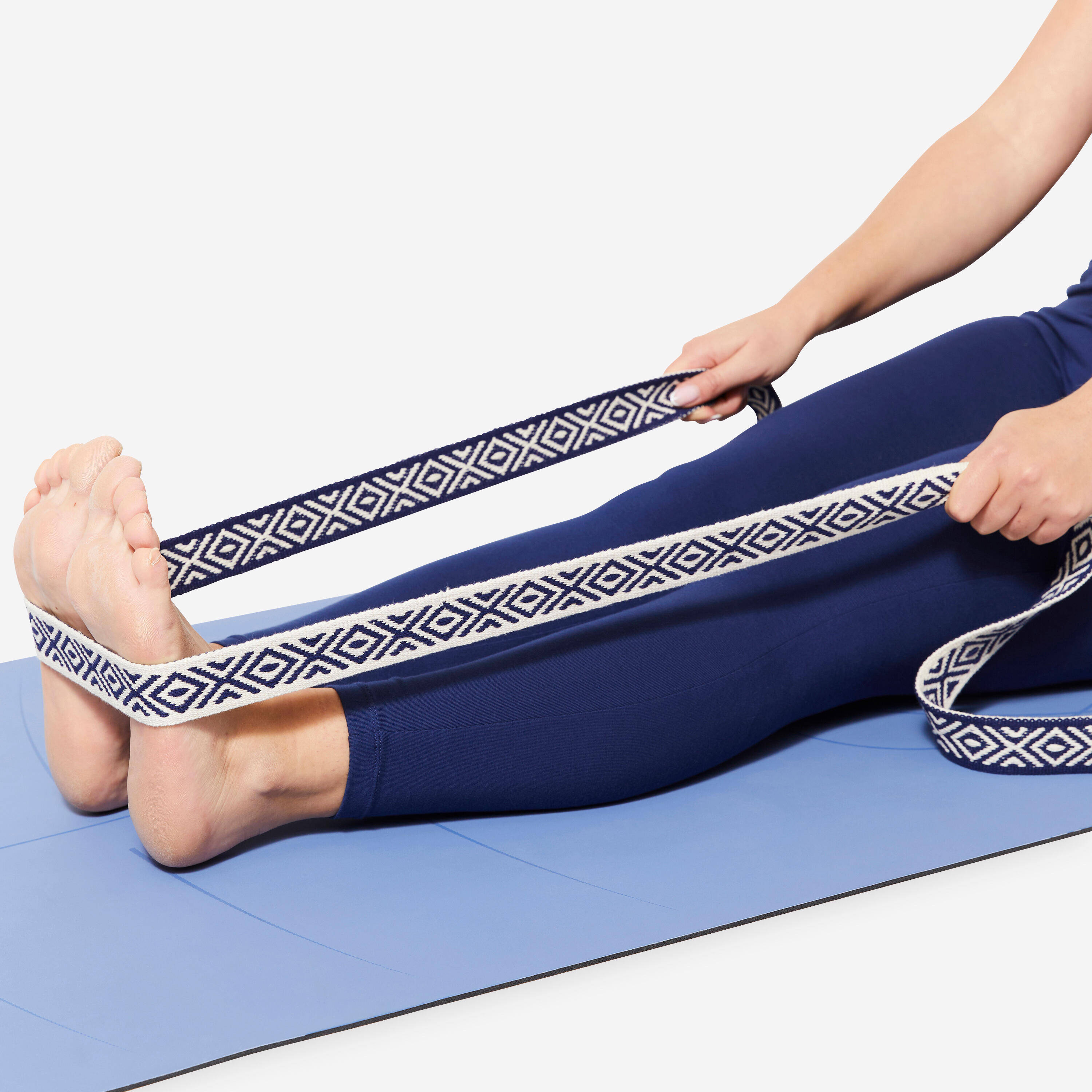 Yoga Strap 3M with Patterns - Blue and White -  2