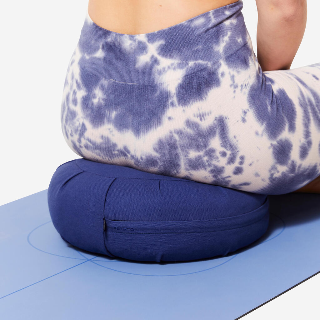 Zafu Round Yoga and Meditation Cushion Spelt Filling - Dark Blue