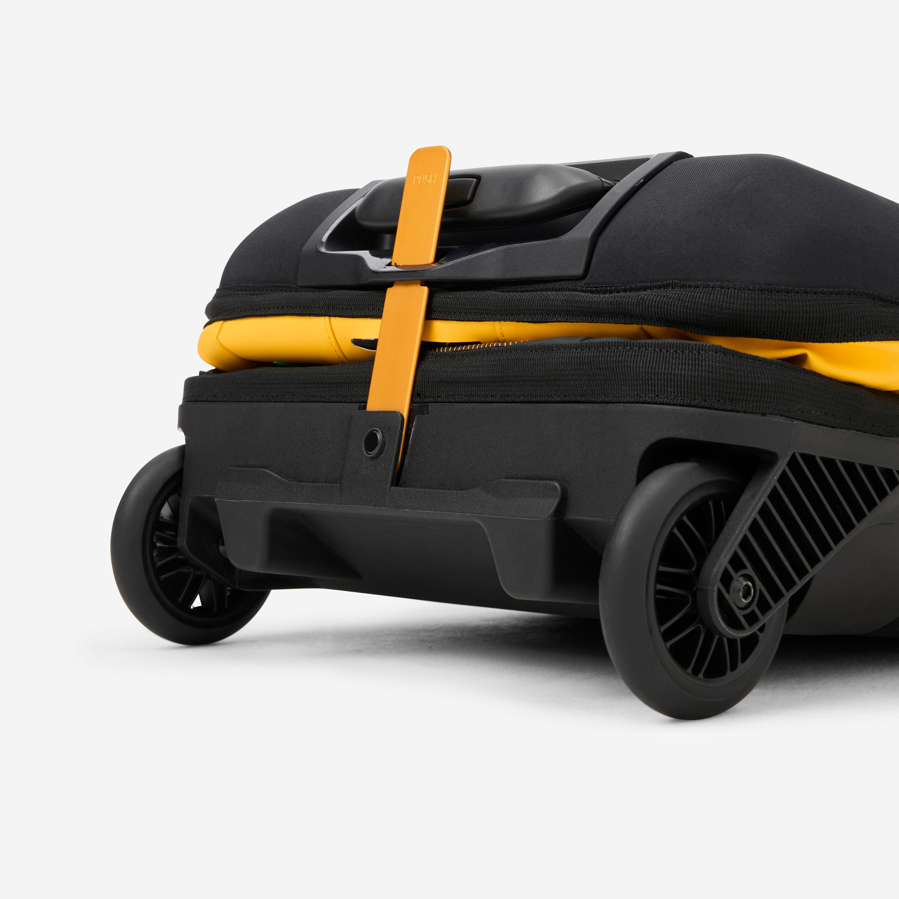 Valise pliable 85L jaune noire Spacesaver, sac de voyage à roulettes déperlant 8/16